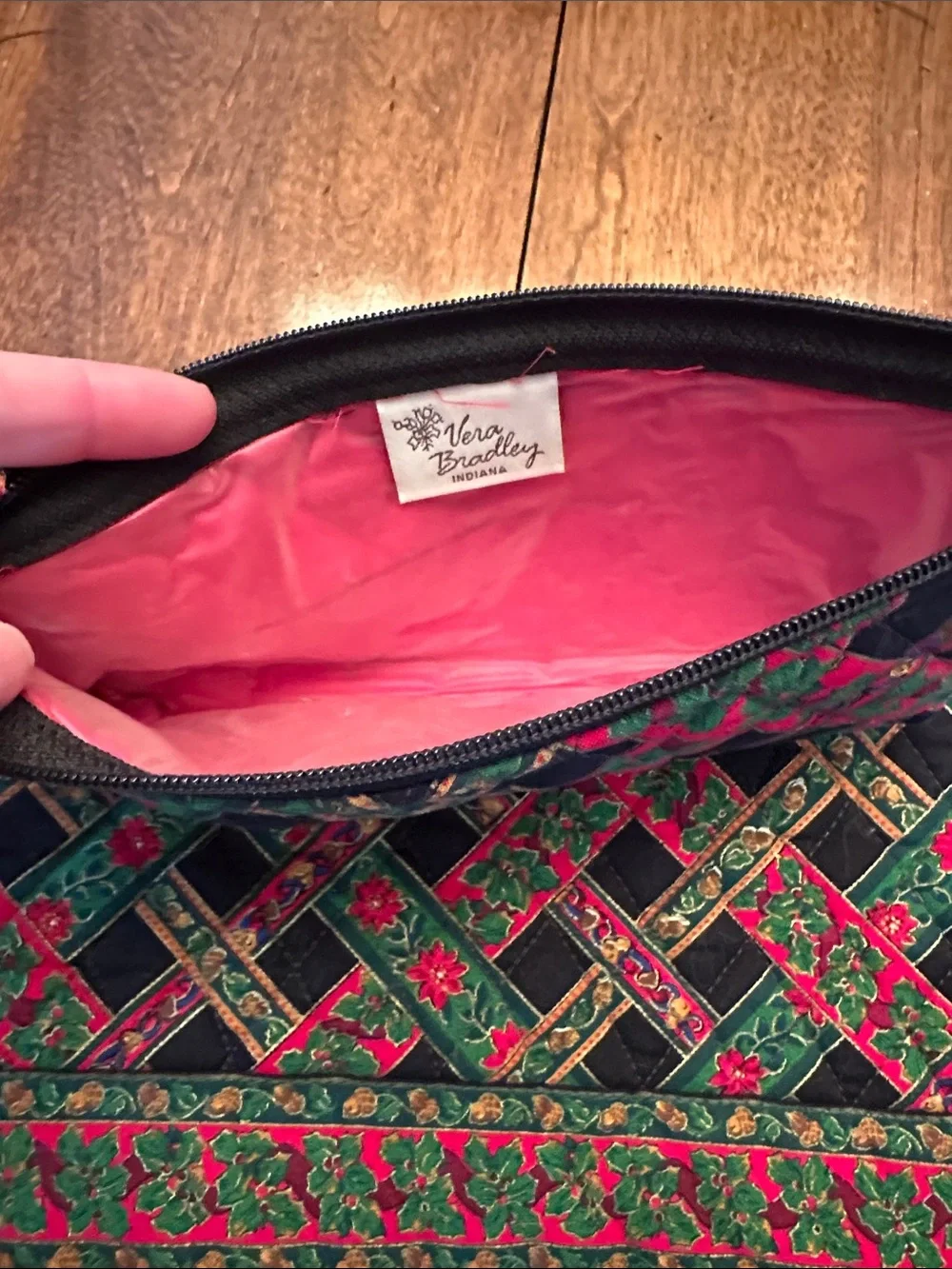 Vera Bradley Quilted Cosmetic Pouches in Black, Green & Red